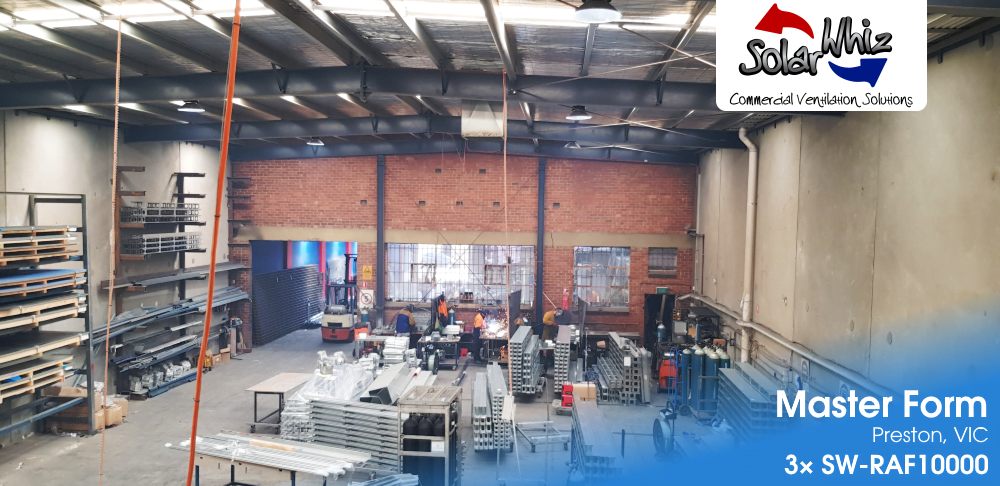 Master Form Commercial Ventilation Interior of Master Form, VIC, site of 3× SW-RAF10000 units.