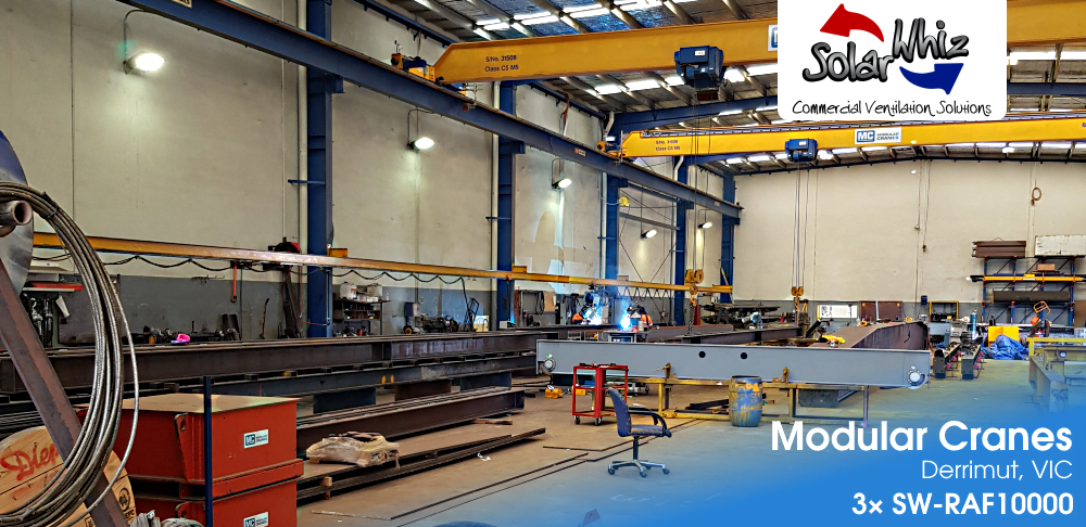 Modular Cranes Commercial Ventilation Interior of Modular Cranes, VIC, site of 3× SW-RAF10000 units.